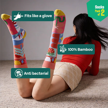 Pop Culture! Unisex Socks, 100% Bamboo, Crew Length, Pack of 2
