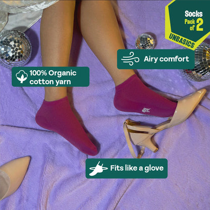 Urban Groove! Unisex Socks, 100% Organic Cotton, Ankle Length, Pack of 2