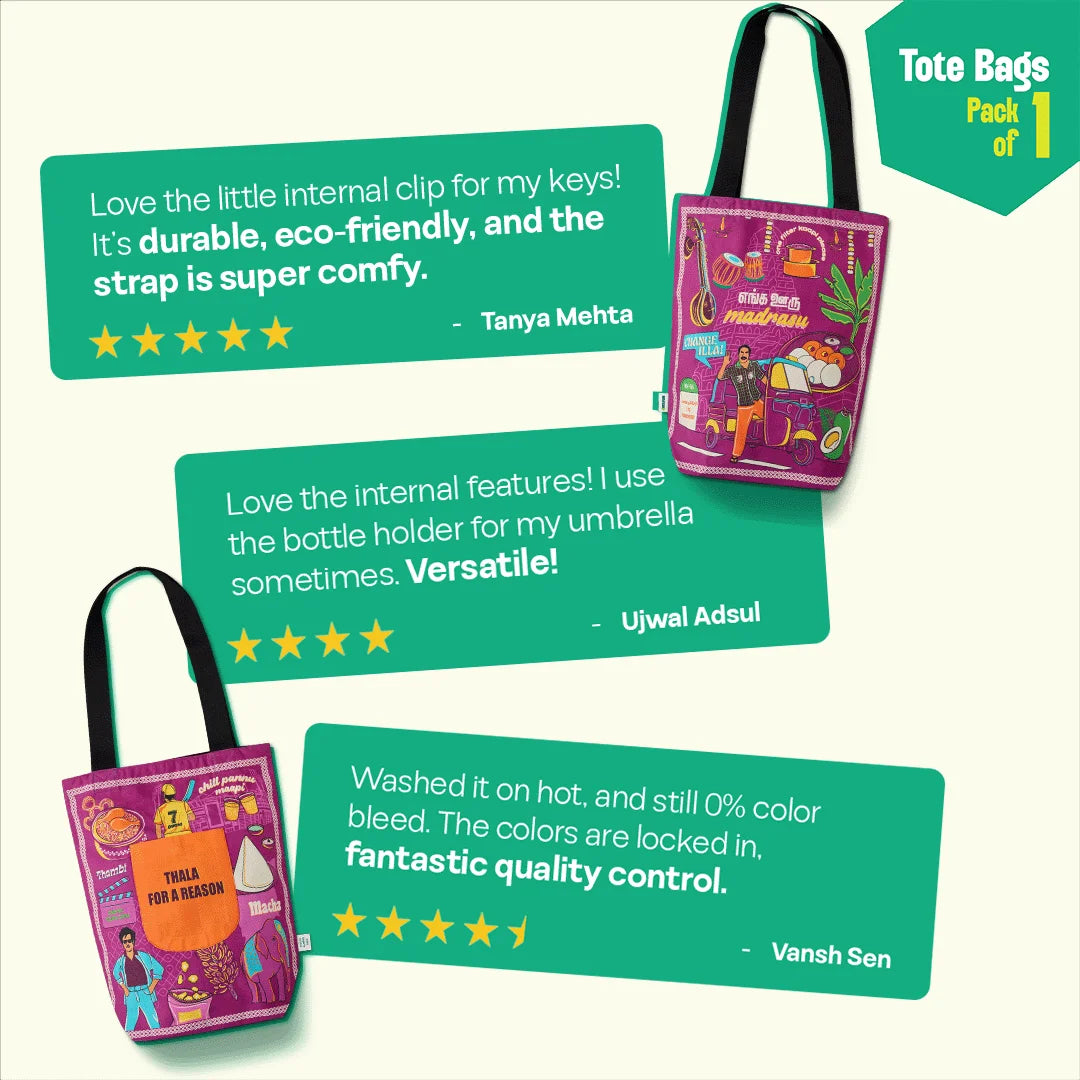 Madrasu Maxx! Canvas Tote Bag, 100% Organic Cotton, Pack of 1