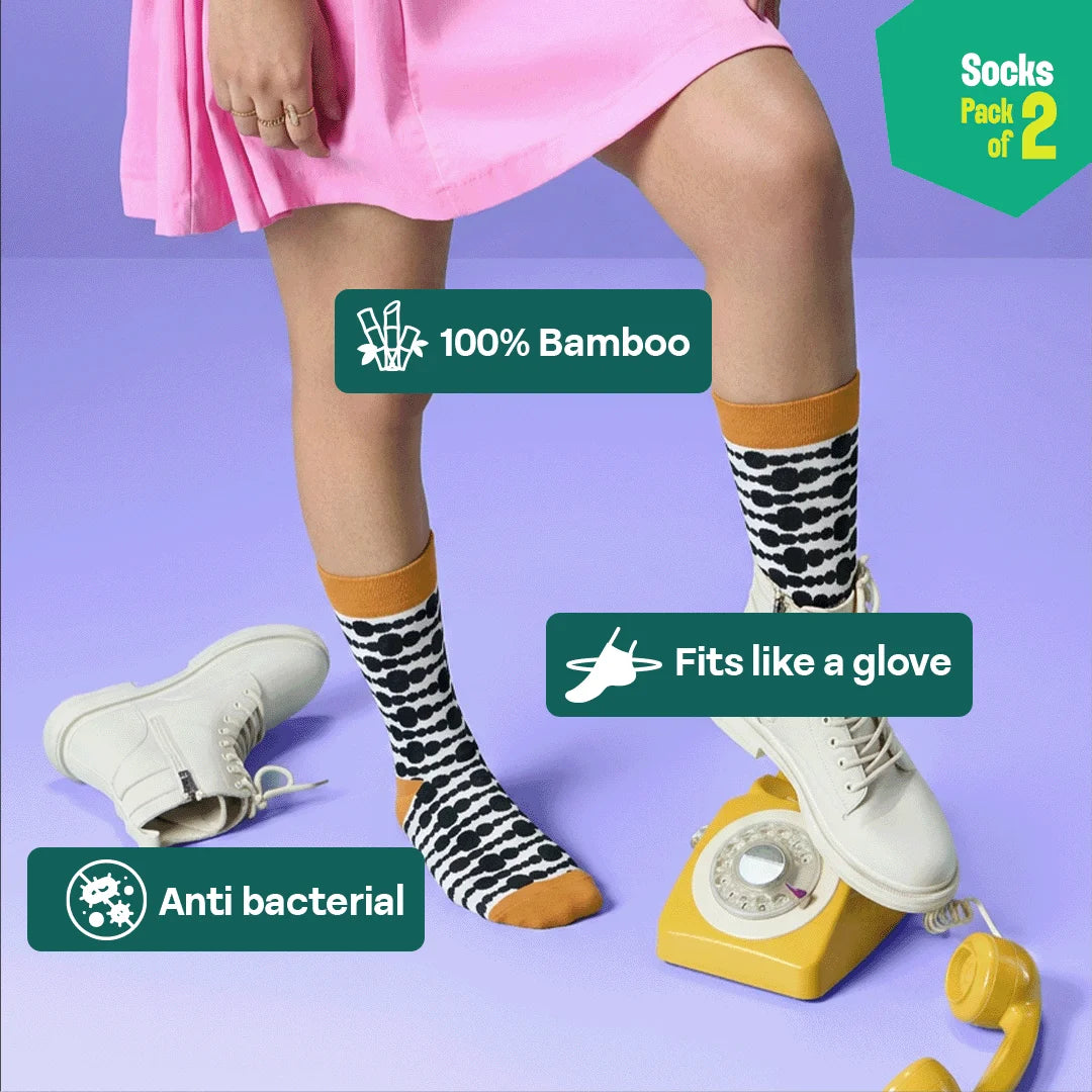 Shape-shift! Unisex Socks, 100% Bamboo, Crew Length, Pack of 2