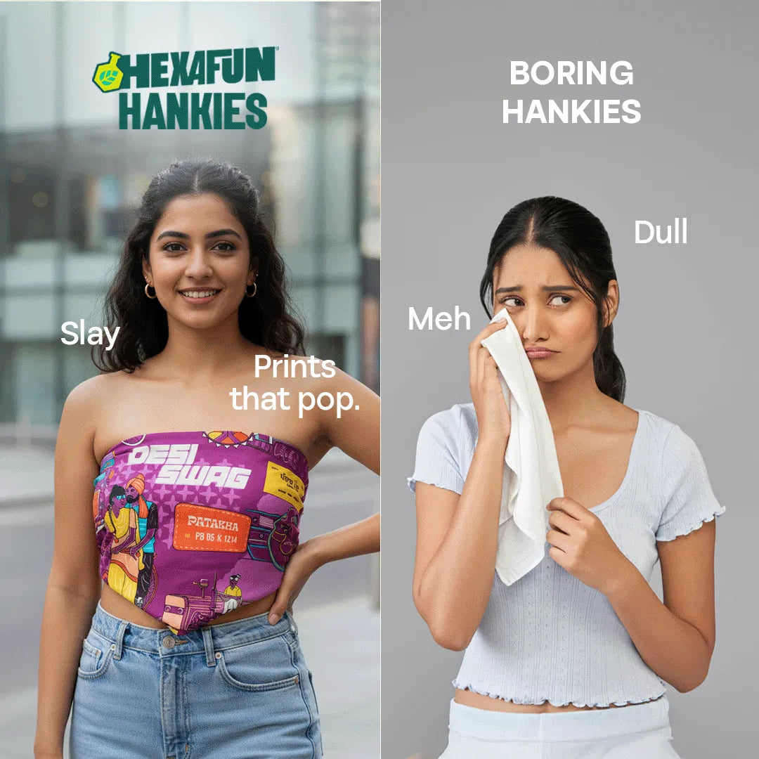 Patiala Peg! Unisex Hankies, 100% Organic Cotton, Pack of 3