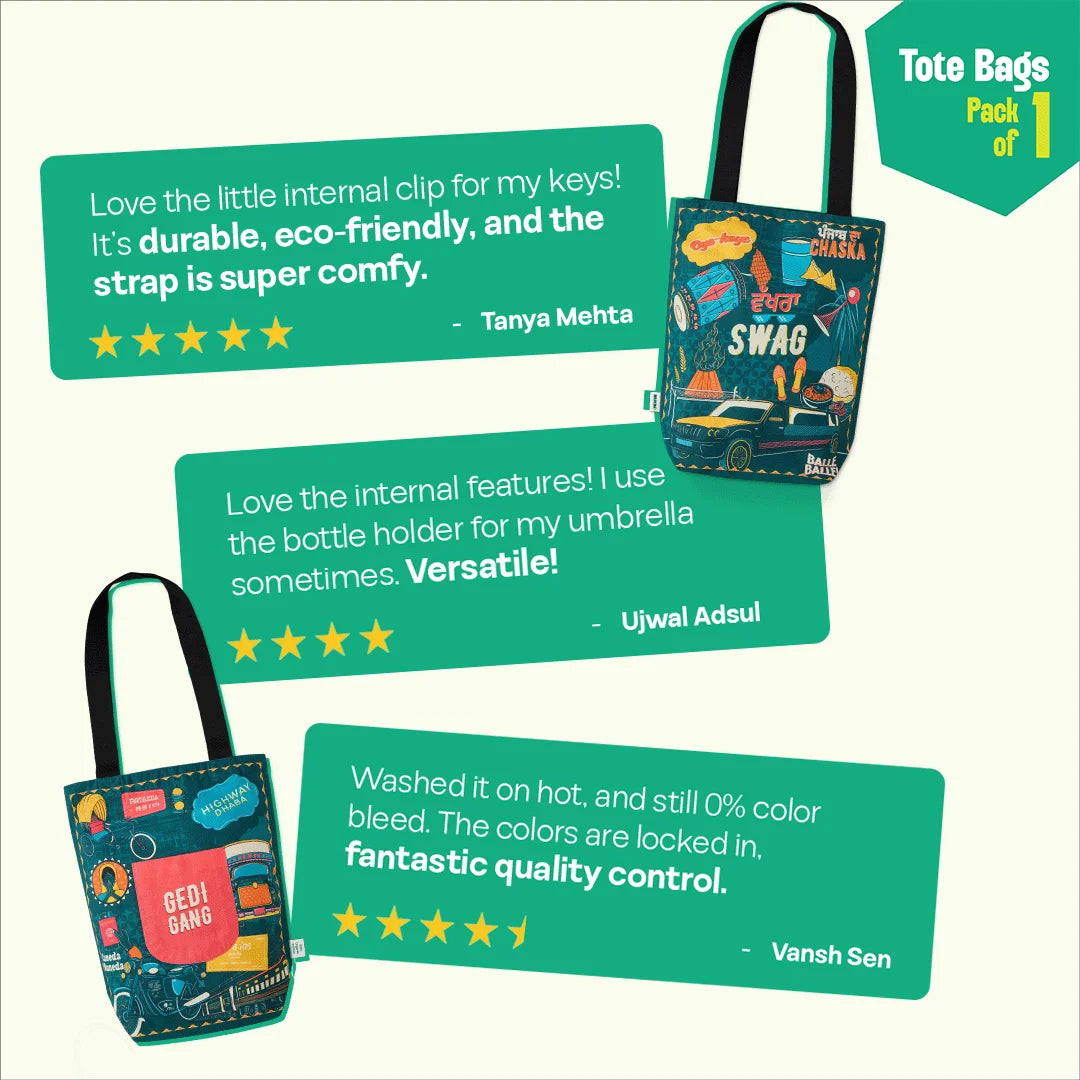 Wakhra Swag! Canvas Tote Bag, 100% Organic Cotton, Pack of 1