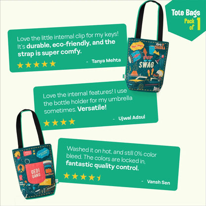 Wakhra Swag! Canvas Tote Bag, 100% Organic Cotton, Pack of 1