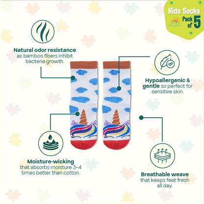 KFC! Kiddo Fun Collection! Unisex Kid's Socks, 100% Bamboo, Crew Length, Pack of 6