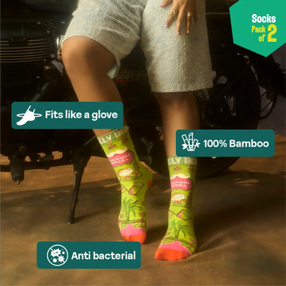 Balle Balle! Unisex Socks, 100% Bamboo Made, Crew Length, Pack of 2