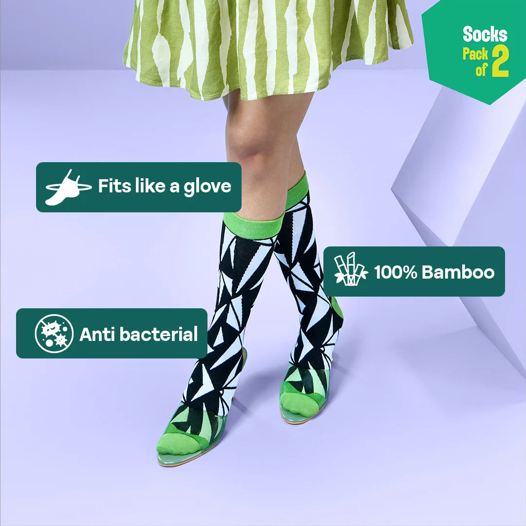 In Great Shapes! Unisex Socks, 100% Bamboo, Crew Length, Pack of 2