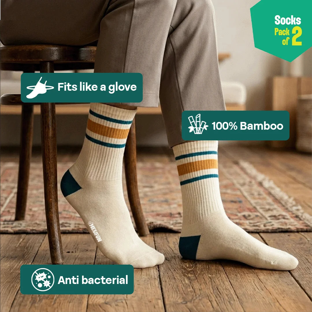 Band-Width! Unisex Socks, 100% Bamboo, Crew Length, Pack of 2