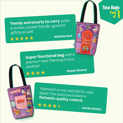 Pujo Mode Always! Canvas Tote Bag, 100% Organic Cotton, Pack of 1