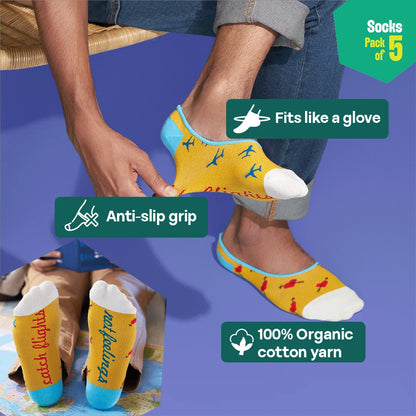 WIP! Wittiness In Progress! Unisex Socks, 100% Organic Cotton, No Show, Pack of 5