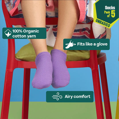 Color Me Cray! Unisex Socks, 100% Organic Cotton, Ankle Length, Pack of 5