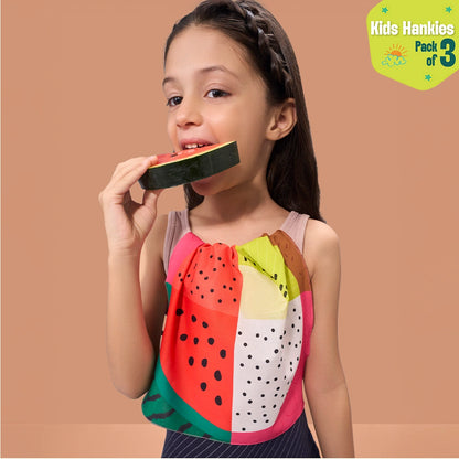 Lunch Box! Unisex Kid's Hankies, 100% Organic Cotton, Pack of 3