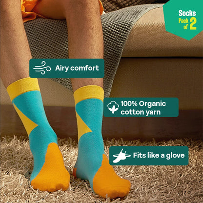 Orange-y! Unisex Socks, 100% Organic Cotton, Crew Length, Pack of 2