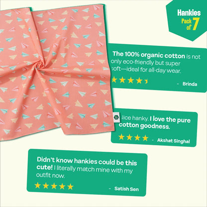 Beat The Heat! Unisex Hankies, 100% Organic Cotton, Pack of 7