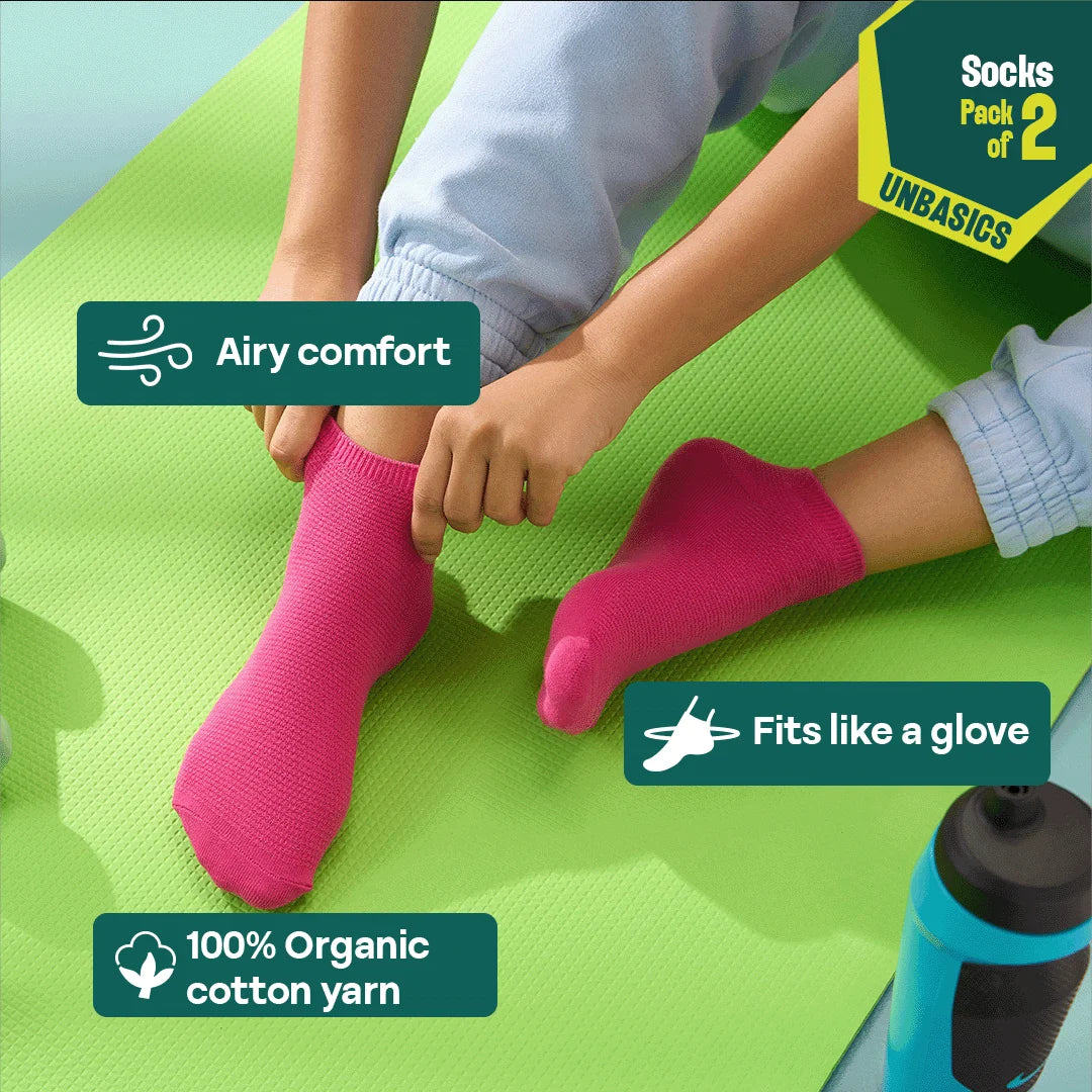 Berry Mix! Unisex Socks, 100% Organic Cotton, Ankle Length, Pack of 2