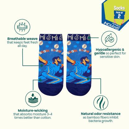 Airboom! Unisex Socks, 100% Bamboo, Ankle Length, Pack of 2