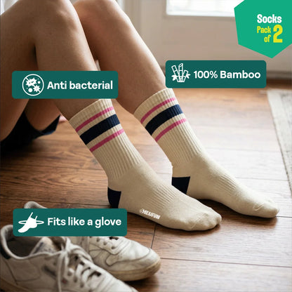 Classic Cool! Unisex Socks, 100% Bamboo, Crew Length, Pack of 2