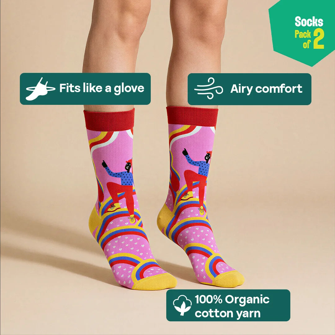 Bold & Proud! Unisex Socks, 100% Organic Cotton, Crew Length, Pack of 2