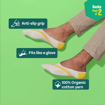 Between The Lines! Unisex Socks, 100% Organic Cotton, No Show, Pack of 2