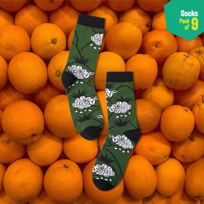 Flex Mode! Unisex Socks, 100% Bamboo, Crew Length, Pack of 9