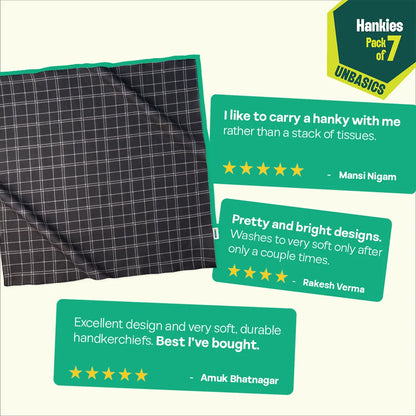 Boardroom Basics! Small Unisex Hankies, 100% Organic Cotton, Pack of 7