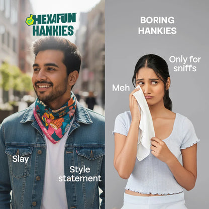 Siyappa Mode! Unisex Hankies, 100% Organic Cotton, Pack of 3