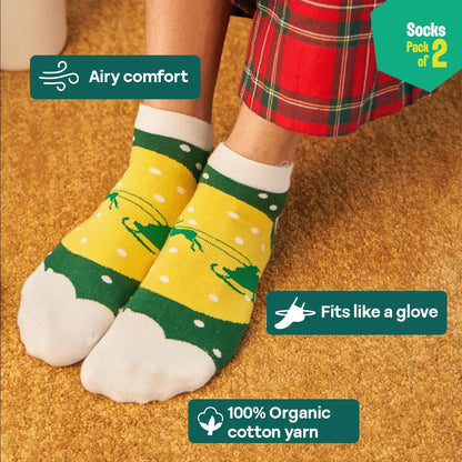 Sprinkling Joy! Unisex Socks, 100% Organic Cotton, Ankle Length, Pack of 2