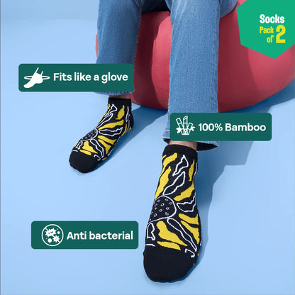 Black Matters! Unisex Socks, 100% Bamboo, Ankle Length, Pack of 2
