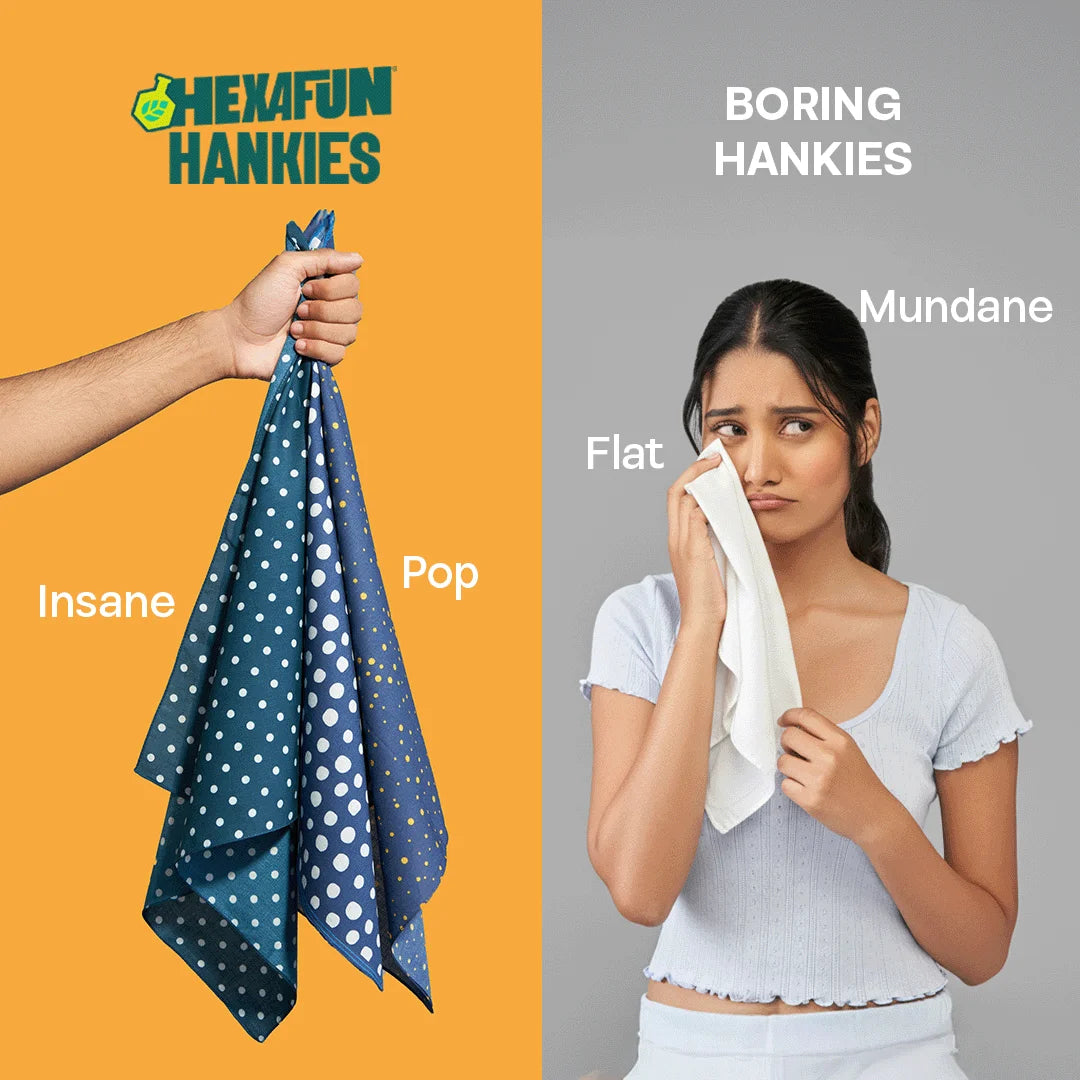 PTO! Polka Turn Over! Unisex Hankies, 100% Organic Cotton, Pack of 3