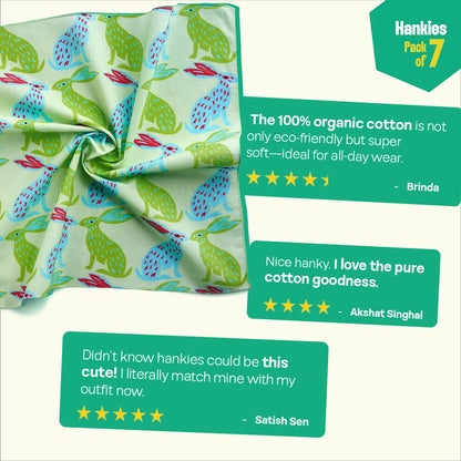 Wagging Tails! Unisex Hankies, 100% Organic Cotton, Pack of 7