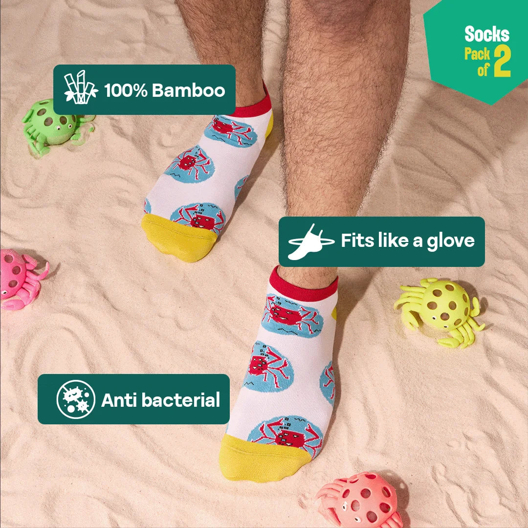 Life's A Beach! Unisex Socks, 100% Bamboo Made, Ankle Length, Pack of 2