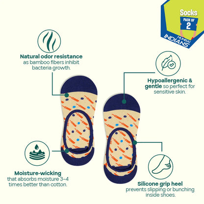 Crickethead! Unisex Socks, 100% Bamboo, No Show, Pack of 2