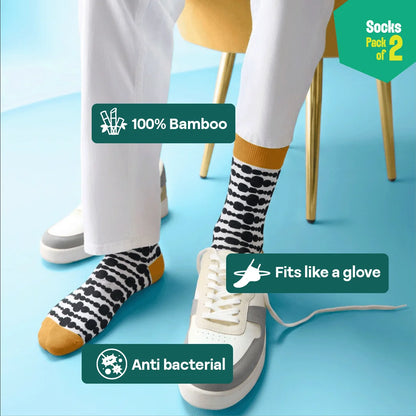 Pattern Play! Unisex Socks, 100% Bamboo, Crew Length, Pack of 2