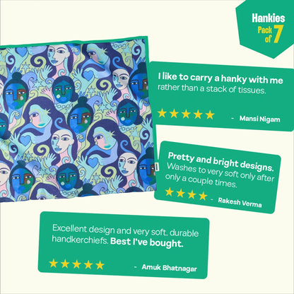 Celestial Clash! Small Unisex Hankies, 100% Organic Cotton, Pack of 7