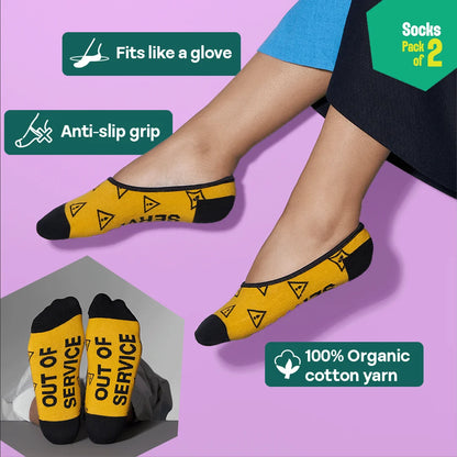 CTA! Click To Attitude! Unisex Socks, 100% Organic Cotton, No Show, Pack of 2