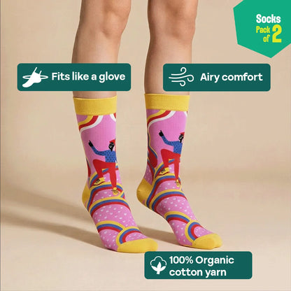 Bold & Proud! Unisex Socks, 100% Organic Cotton, Crew Length, Pack of 2