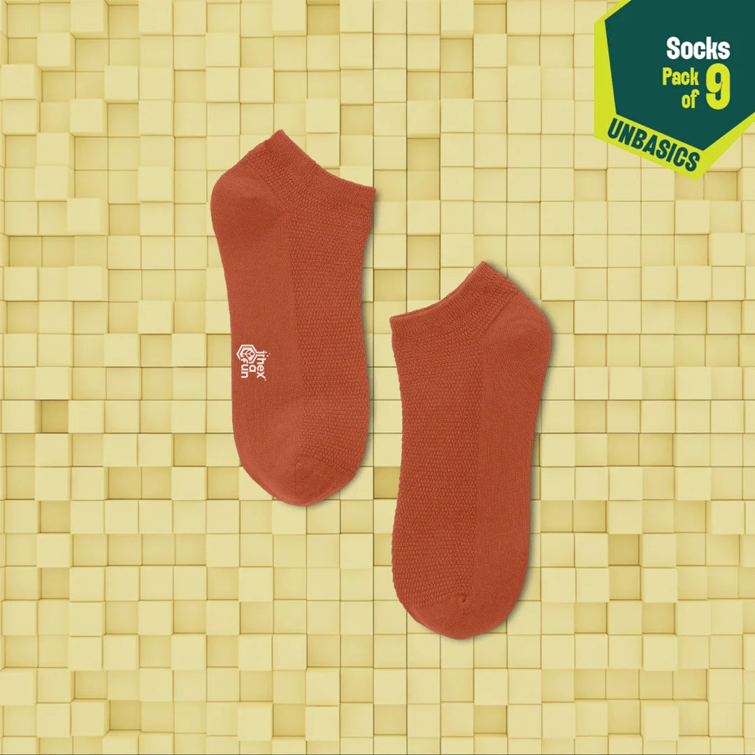 Bold Expression! Unisex Socks, 100% Organic Cotton, Ankle Length, Pack of 9