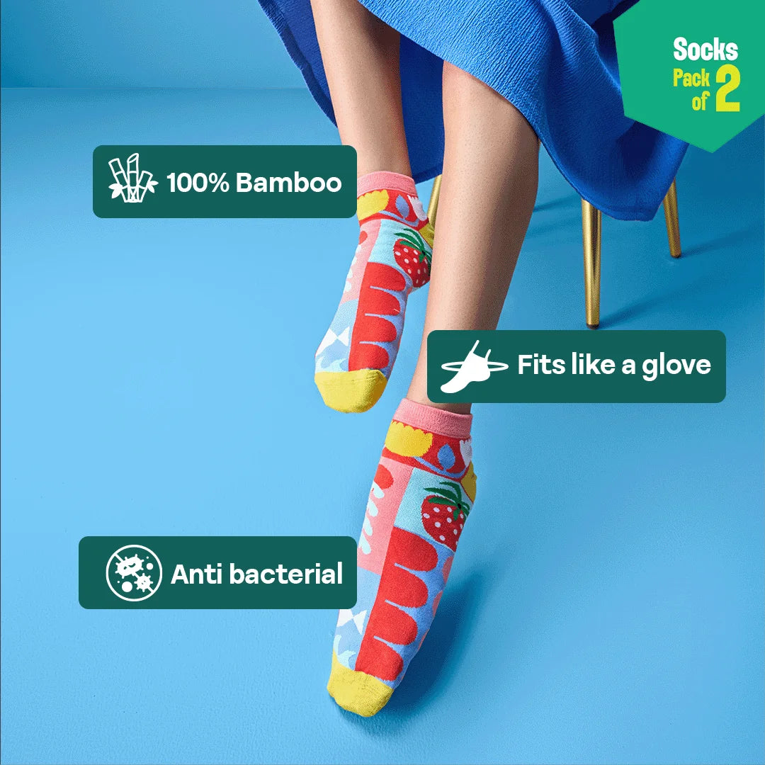 Pop Culture! Unisex Socks, 100% Bamboo, Ankle Length, Pack of 2