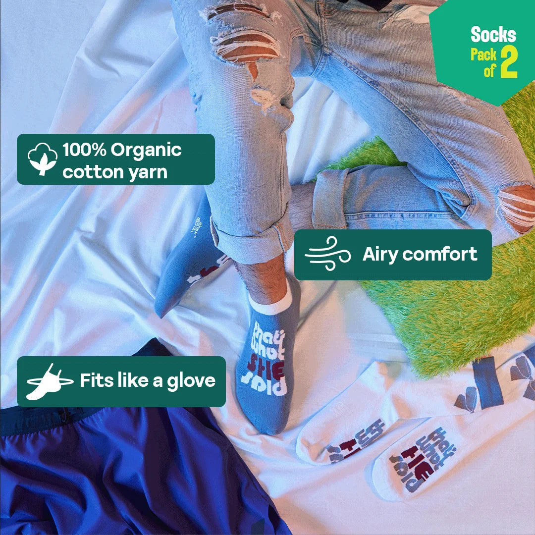 What They Said! Unisex Socks, 100% Organic Cotton, Ankle Length, Pack of 2