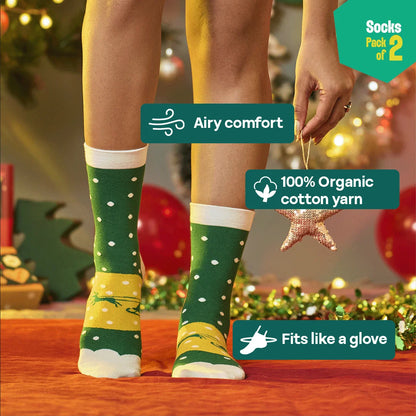 Sprinkling Joy! Unisex Socks, 100% Organic Cotton, Crew Length, Pack of 2