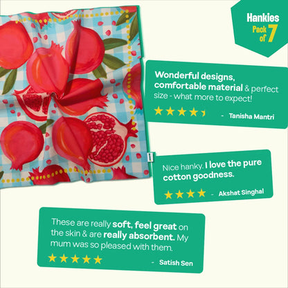 Island Haze! Unisex Hankies, 100% Organic Cotton, Pack of 7