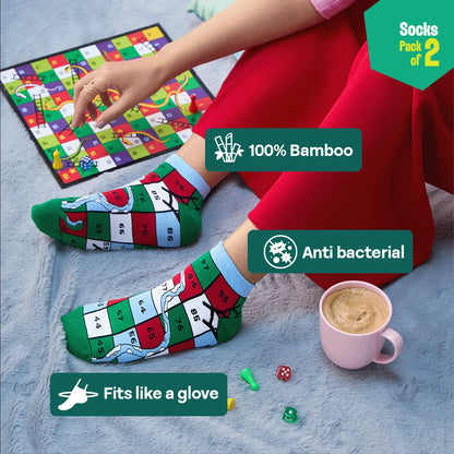 Game On! Unisex Socks, 100% Bamboo, Ankle Length, Pack of 2