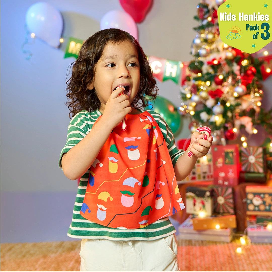 Sleigh Riders! Unisex Kid's Hankies, 100% Organic Cotton, Pack of 3