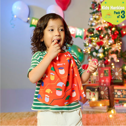Sleigh Riders! Unisex Kid's Hankies, 100% Organic Cotton, Pack of 3