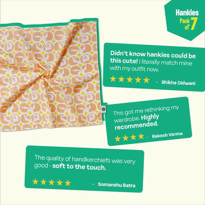 Beat The Heat! Large Unisex Hankies, 100% Organic Cotton, Pack of 7