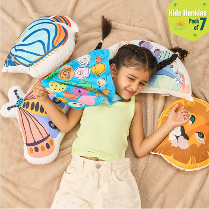 Crayon Fantasy! Unisex Kid's Hankies, 100% Organic Cotton, Pack of 7