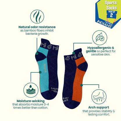 Hustle Buddy! Unisex Socks, 100% Bamboo & Terry Made, Sports, Pack of 2
