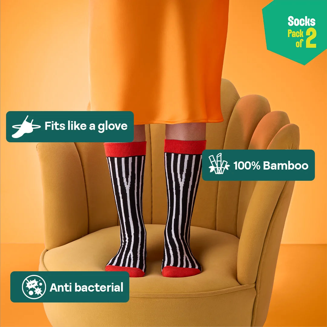 Monochromatic! Unisex Socks, 100% Bamboo, Crew Length, Pack of 2