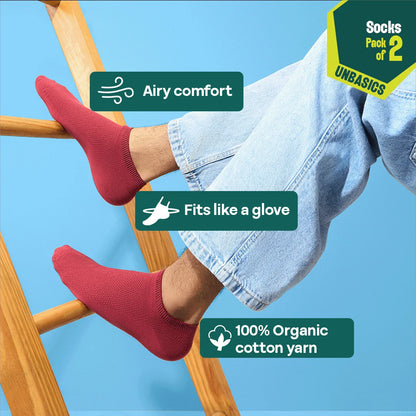 Solid Matters! Unisex Socks, 100% Organic Cotton, Ankle Length, Pack of 2
