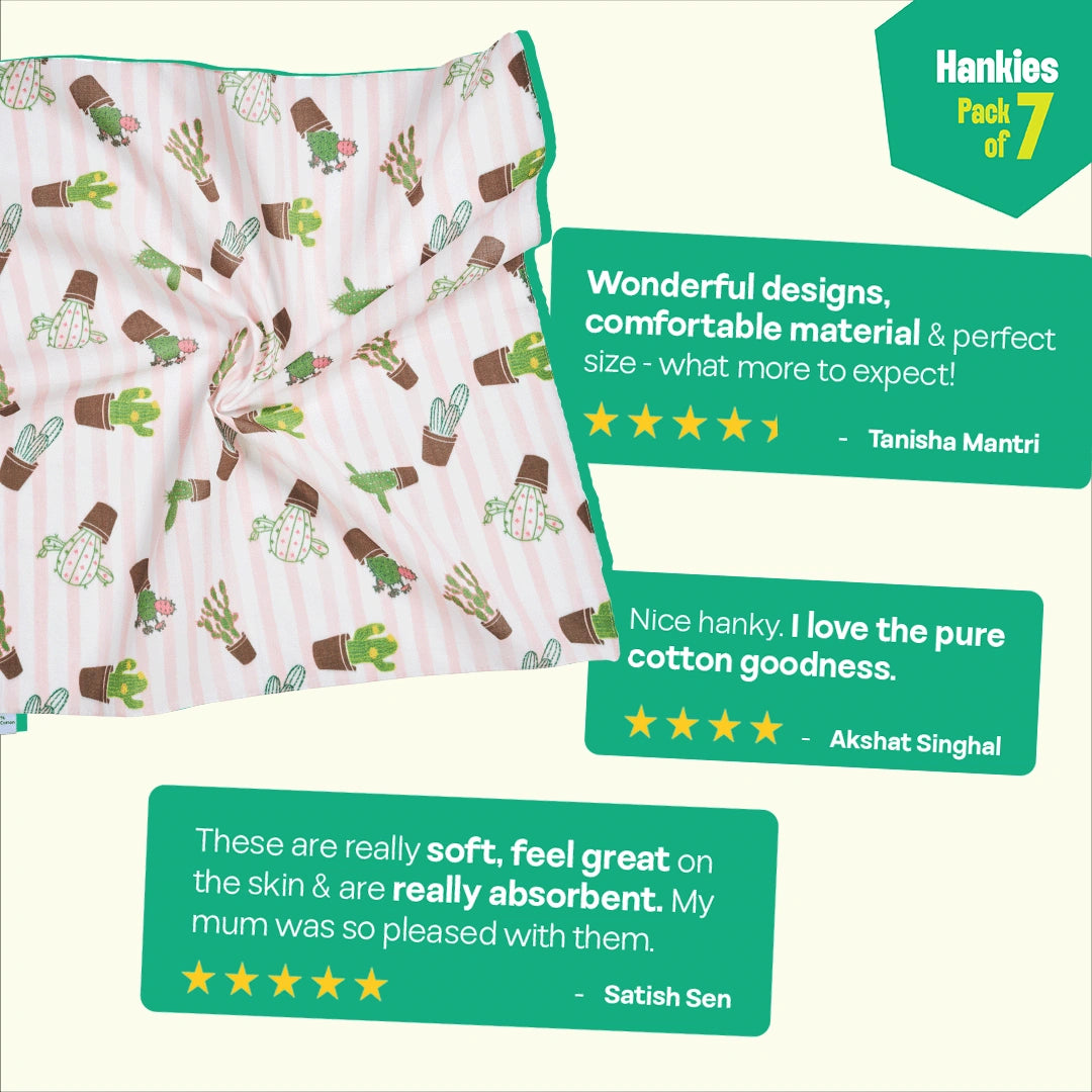 Out Of Woods! Unisex Hankies, 100% Organic Cotton, Pack of 7