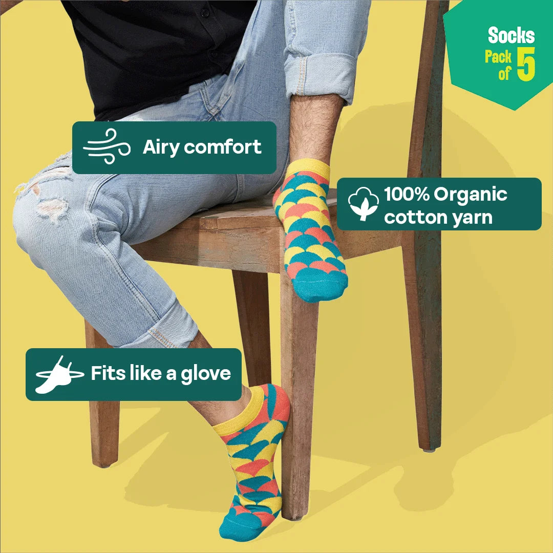 Geometry Class! Unisex Socks, 100% Organic Cotton, Ankle Length, Pack of 5